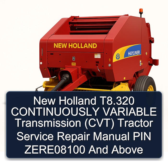 New Holland T8.320 CONTINUOUSLY VARIABLE Transmission (CVT) Tractor Service Repair Manual PIN ZERE08100 And Above