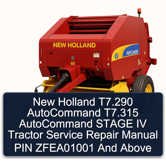 New Holland T7.290 AutoCommand T7.315 AutoCommand STAGE IV Tractor Service Repair Manual PIN ZFEA01001 And Above