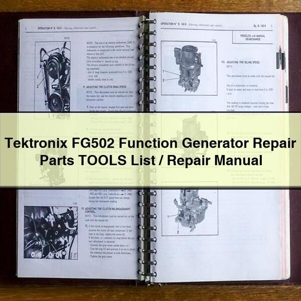 Tektronix FG502 Function Generator Repair Parts TOOLS List/Repair Manual
