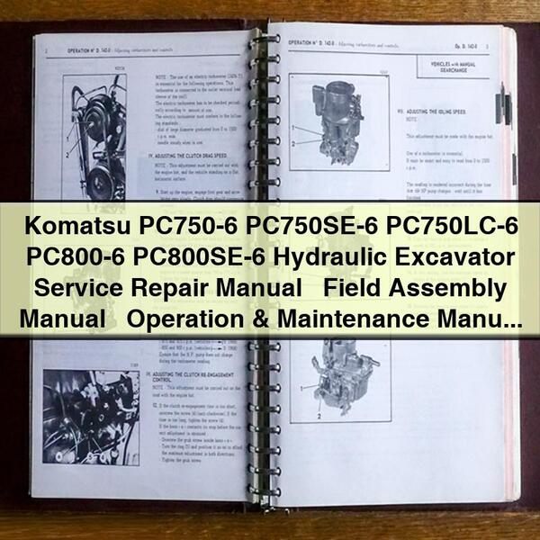 Komatsu PC750-6 Series, PC800-6 Series Hydraulic Excavator Service Repair Manual